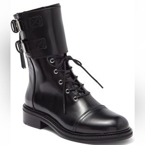 New allSaints dian polido leather combat boots size 37